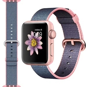 Oryginalna bransoletka Apple Watch tkana nylon jasnoróżowa - błękit o północy 38mm - Zdjęcie 1 z 2