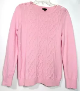 Talbots Women Size M Sweater Pink With Enamel Shoulder Buttons Long Sleeve - Picture 1 of 8
