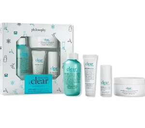Philosophy Clean Clam Clear Tratamiento Acné Cuidado de la Piel Set NUEVO - Imagen 1 de 2