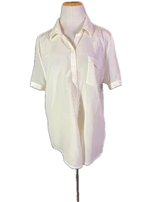 Camisa Joe Fresh Talla XL Seda Manga Corta Transparente Off-White Foto 1 de 4