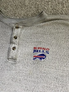 Vtg Buffalo Bills Henley Long sleeve Shirt Cotton Blend fleece NFL 90s Y2K - Picture 1 of 10