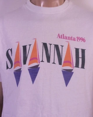 Camiseta vintage años 90 puntada única RARA Atlanta 1996 Juegos Olímpicos Savannah Vela L Foto 1 de 4