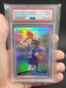 Topps Chrome Matthew Stafford Refractor TC210 2009 PSA 9 losa fresca - Imagen 1 de 2