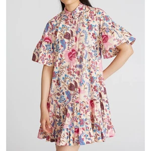 AMUR Kenna Tiered Ruffle Size 4 Mini Dress Cottagecore Coquette Artsy Style - Picture 1 of 15