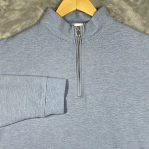 Peter Millar XXL Mens Quarter Zip Pullover Sweater Heather Blue Cotton Blend - Picture 1 of 10