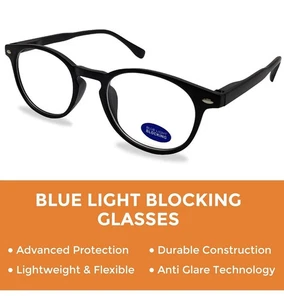 Eyekon Blue Light Blocking Glasses Unisex Retro Style Sprung Temple - Picture 1 of 2