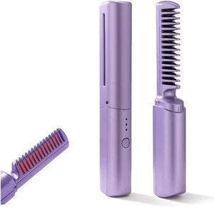 2 in 1 Wireless Hot Comb Hair Straightener, Portable Electric Press Ceramic - Picture 1 of 9