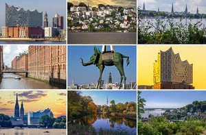 9 Postkarten Ansichtskarten Hamburg: Bilder Fotos Elbphilharmonie Speicherstadt - Picture 1 of 10