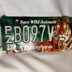Targa Pennsylvania PA 2016 Tigri Salva Animali Selvatici PZ B097V - Foto 1 di 13
