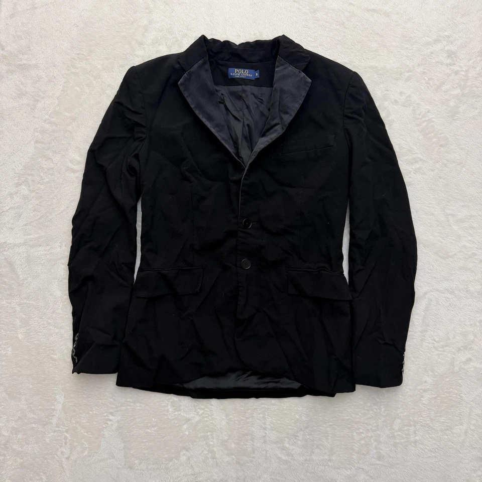 Polo Ralph Lauren Blazer женщин 8 черный шерсти шелковый воротник сделано Италии классический - Изображение 1 из 4