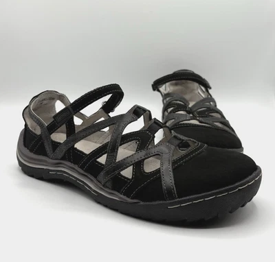 JAMBU Tangerine Mary Jane Shoe Size 7.5 Black Nubuck Strappy Comfort Flats - Image 1 of 4