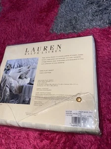 Ralph Lauren King Flachbettlaken Winter Creme Salbei Garten Jacquard 2000er Paket - Bild 1 von 5