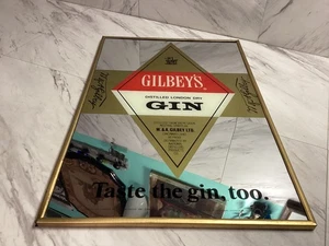 W. & A. GILBEY S LONDON DRY GIN METAL FRAME MIRROR SIGN ENGLAND - Picture 1 of 8