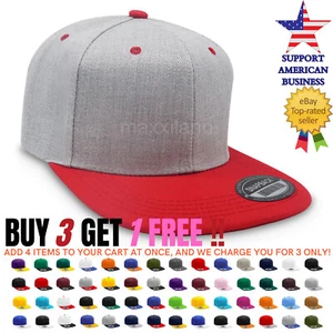 Snapback Hat Solid Baseball Cap for Men Plain Adjustable Blank Hats Lot Classic - Picture 1 of 70
