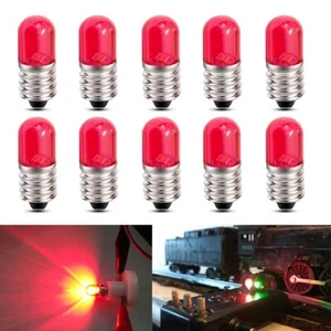 Neue Styles! Für Lionel Trains Glühbirnen LED Leuchtmittel rot # 432 Schraubsockel 18 Volt 10 Stück - Bild 1 von 7