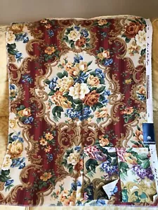 Sanderson Fabric SANTIAGO RED MULTI FLORAL LINEN COTTON 27x36” England - Picture 1 of 9