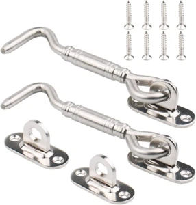 Stainless Steel Cabin Hook, Heavy Duty Eye Latch Lock, Swivel Gate Door Shed Ca - Picture 1 of 7