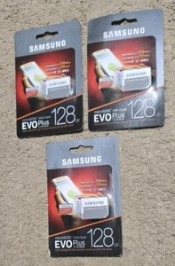 THREE 128GB Micro SD SDXC Samsung EVO Plus UHS-I U3 4K Ultra HD Card (w adapter) - Picture 1 of 2