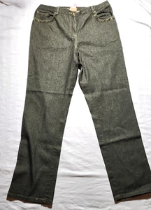 Ruby Rd. Pants Womens Size 12 Black Jeans Glittered Bejeweled Button Zip Pockets - Picture 1 of 17