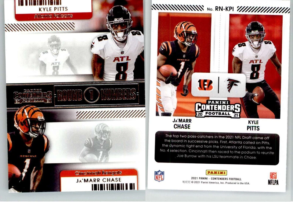 Ja’Marr Chase Kyle Pitts 2021 Contenders Round Numbers RN-KPI RC Rookie - Image 1 of 1