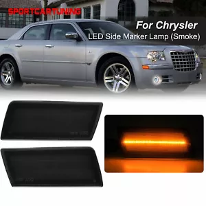 Smoke LED Front Bumper Side Marker Light For 2005-2014 Chrysler 300 300C 300S - Picture 1 of 8