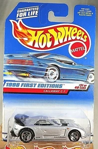 1998 Hot Wheels #677 First Editions 31/40 CALLAWAY C-7 Gray wPlastic Hdlght w5Sp - Picture 1 of 6