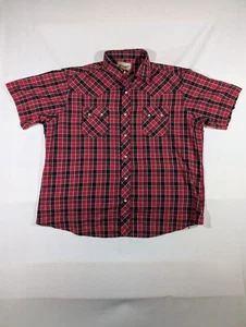 Wrangler Shirt Men's XXL Western Fashion Pearl Snap Button-Up Plaid Red Black - Picture 1 of 9