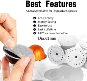 200 sellos de aluminio tapas 62 mm para cápsulas de café Nespresso Vertuoline - Imagen 1 de 8