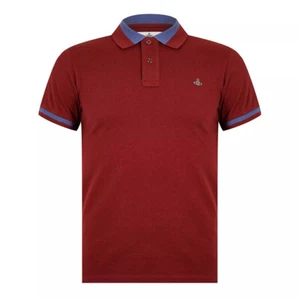 New Vivienne Westwood Organic Cotton Burgundy Short Sleeve Polo Shirt RRP £160 - Picture 1 of 6