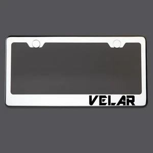 Polish Mirror License Plate Frame VELAR Laser Etched Metal Screw Cap - Picture 1 of 8