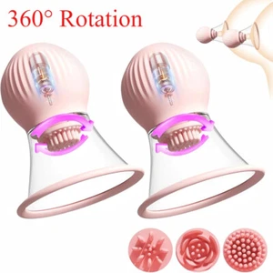 9 Mode Rotation Nipple Breast Massager Vibrator Stimulator Sucker Brush Sex Toys - Picture 1 of 12