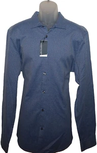 Camisa Perry Ellis Manga Larga Alta XLT Azul Estampado Círculo Geométrico Nueva con Etiquetas - Imagen 1 de 7