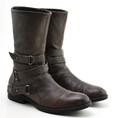 Vera Wang Botas de Montar Lavanda Talla 9 M Cuero Motociclista Gris Marrón Cremallera Foto 1 de 4