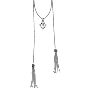 Brighton SALMA LARIAT Tassel Silver Crystal Necklace MSRP $88 NWT - Picture 1 of 4