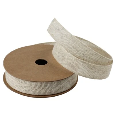 Cinta de mezcla de algodón de lino de 5/8" rollo de 25 yardas - 6 opciones de color Foto 1 de 4