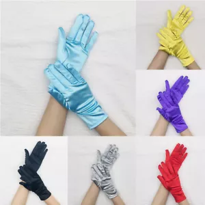 Solid Color Dance Party Etiquette Mittens Short Satin Gloves Pure Color 1 Pairs - Bild 1 von 44