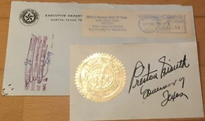 Preston Smith / Autograph / USA / Governor of Texas / SIGNED CARD! - Picture 1 of 1