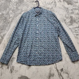 American Rag Shirt Mens L Blue Floral Long Sleeve Button Front Cotton Casual - Picture 1 of 10