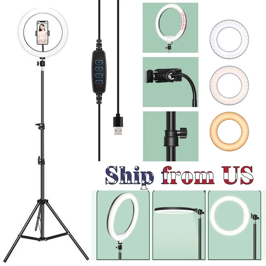 10" LED Ring Light w/Selfie Stick & Tripod Stand Kit for Phone Video Live Stream - Image 1 of 4