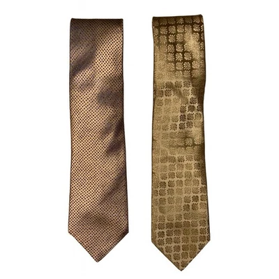 Lote de 2 corbatas de seda Charvet Place Vendome punto floral azul dorado de lujo Foto 1 de 4