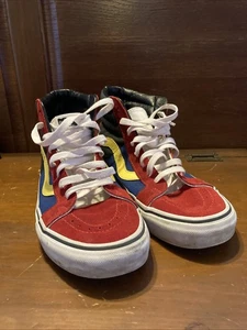 Vans Off the Wall High Top Skate Shoes Red Yellow Blue Size 9 Men 10 1/2 Women - Foto 1 di 9