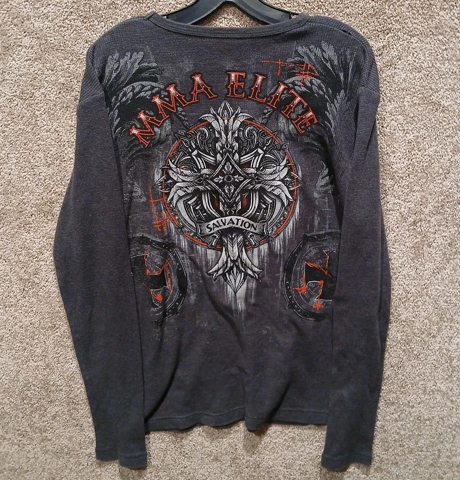 Camisa térmica manga larga MMA Elite Salvation mediana para hombre gris Y2K cruz gótica Foto 1 de 4