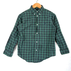 Camicia Ralph Lauren cotone colletto flanella plaid bottoni preppy ragazzo 7 verde - Foto 1 di 5
