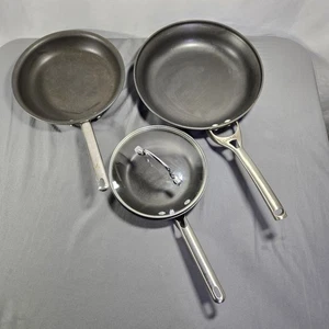 Calphalon Commercial Skillet Pan Lot 8" 10" 12" Hard Anodized Toledo USA + 1 Lid - Picture 1 of 15