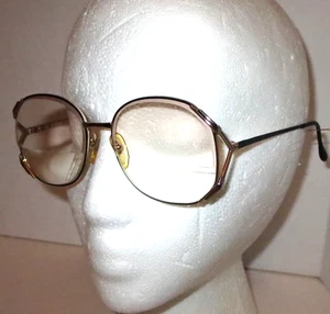 Vintage 70s 80s Oversized Retro Eyeglasses Frames Black & Gold Wire Frame - Picture 1 of 9