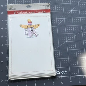 Recycled Paper Greetings 6 Valentines Cards Pack Cat With a Sombrero Heart - Picture 1 of 5