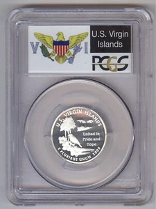 2009-S SILVER 25C U.S. VIRGIN ISLANDS TERRITORY QUARTER PCGS PR70DCAM FLAG LABEL - Picture 1 of 2
