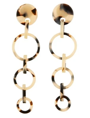 CLIP ON EARRINGS - silver drop earring with brown tortoiseshell acrylic - Elon B - Image 1 of 3