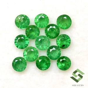 2.75 mm Natural Emerald Round Cut Lot 14 Pcs 1.05 CTS Untreated Loose Gemstones - Picture 1 of 6