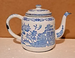 Blue Willow Metall Emaillegeschirr TEEKANNE gebraucht & geliebt 6 1/2" hoch BAUERNHAUS Landhaus - Bild 1 von 13